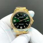 AR Factory Copy Rolex Oyster Perpetual Date 34mm Yellow Gold Green Face Watch 